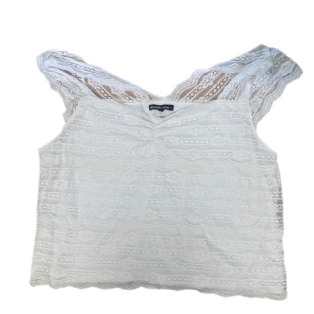 Charlotte Russe White Lacey Cropped Top Sz 3x